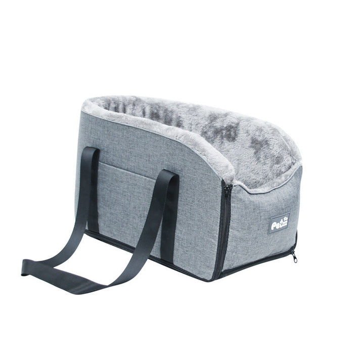 Compact car armrest booster seat for dogs & cats, easy to install for pet safety travel.