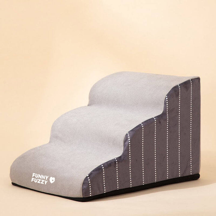 Lightweight foam pet stairs with a non-slip base and a washable removable cover, pet-friendly design.