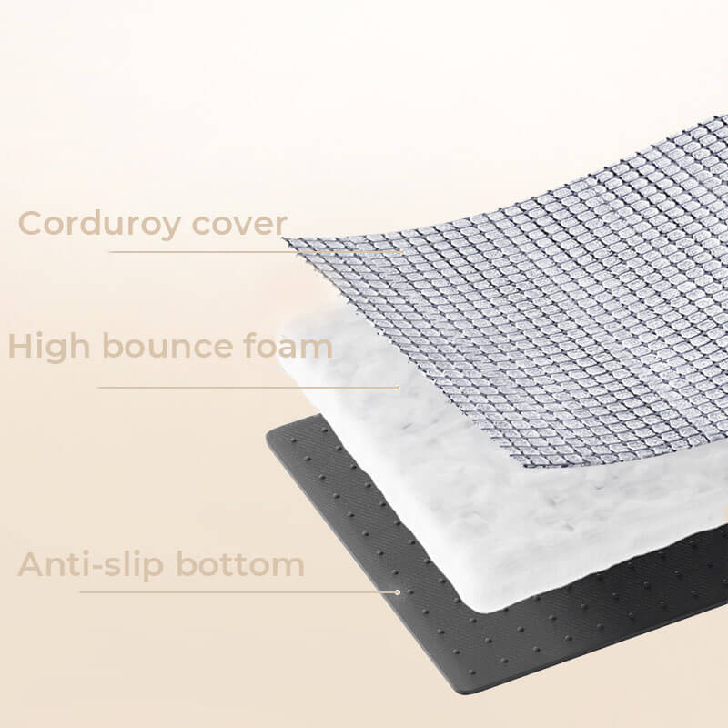 Cat climbing stairs, a foam pet ramp with a soft, removable cover, perfect for older pets.
