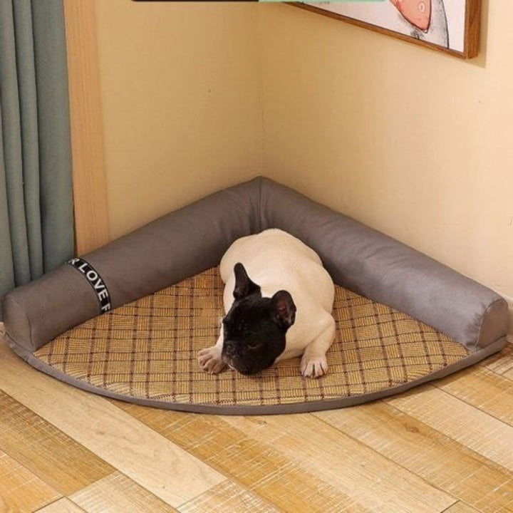 Breathable Pet Cooling Corner Bed, ideal for summer cat comfort, keeps pets cool, space saving
