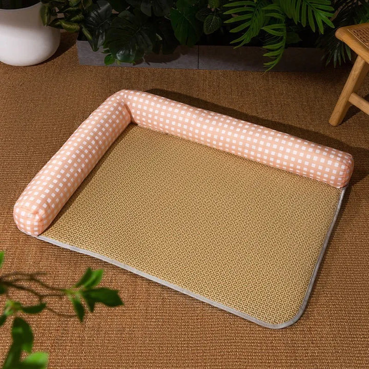 Overhead view of a lemon perfume cooling mat for pets, showcasing its refreshing design and durable, easy-clean surface