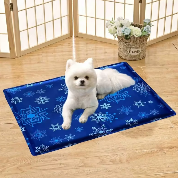 Pet Cooling Mat for dogs & cats, blue gel mat providing summer heat relief & comfort
