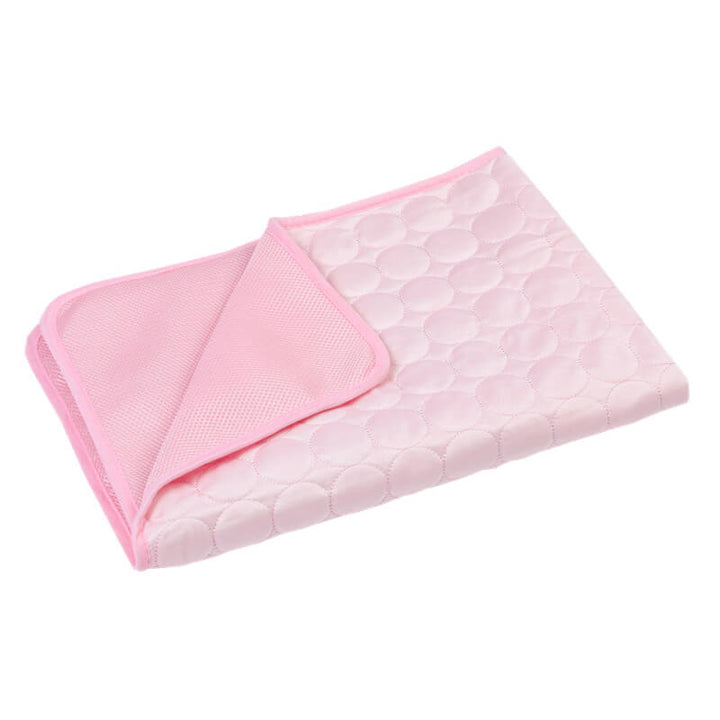 Three-layer pet cooling mat demonstrating its plush, comfortable pet bed design