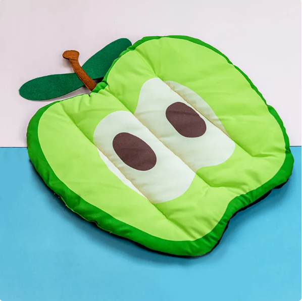Cooling pet bed for cats and dogs with cute fruit patterns, easy to clean