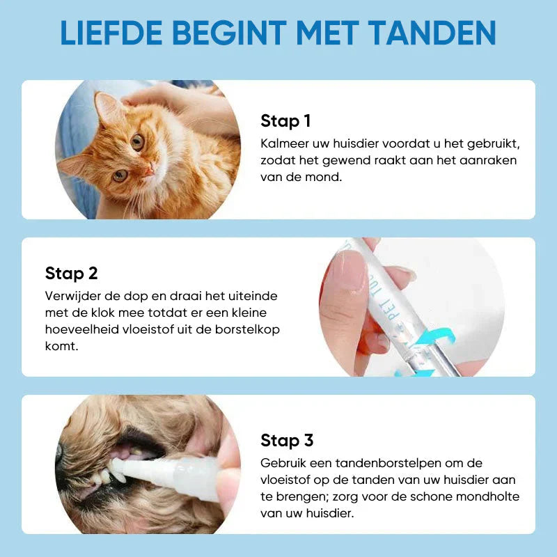 Grooming pet dental pen, a key component for dog and cat dental hygiene and plaque control
