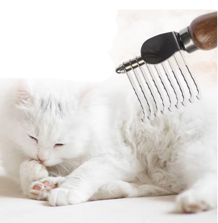 Pet detangling comb with durable stainless steel teeth, ideal for dog and cat grooming