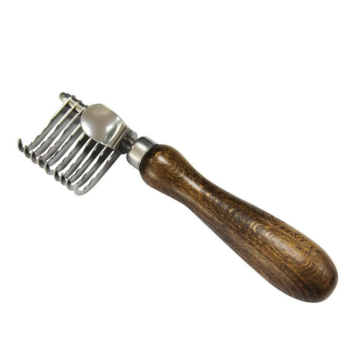 Ergonomic pet grooming tool: detangling comb with comfortable wooden handle for pet care