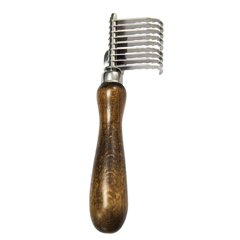 Pet care accessory: wooden handle detangling comb designed for efficient pet grooming