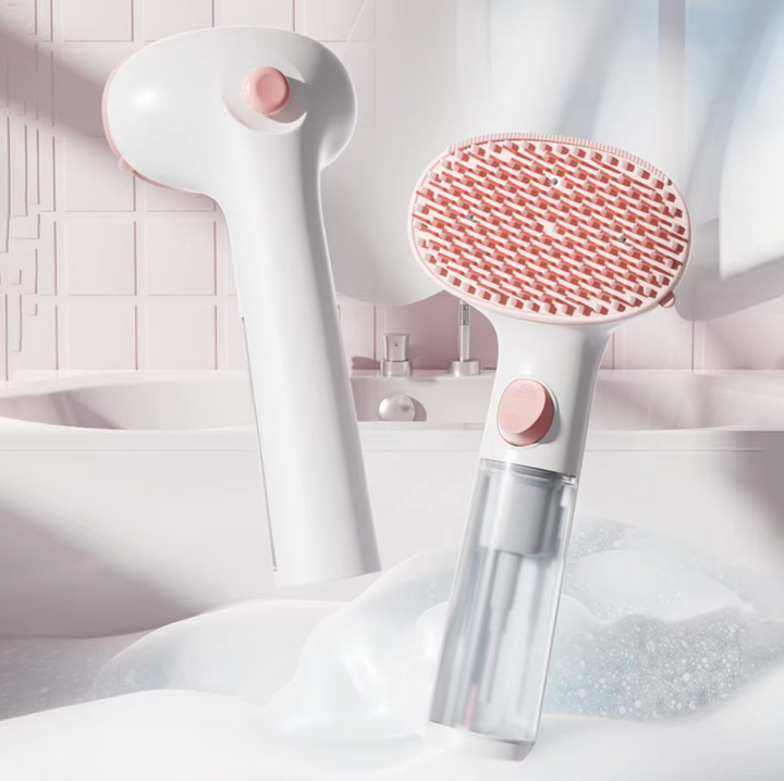 Multi-functional pet dry foam brush, an essential tool for 'Care and More' pet hygiene.