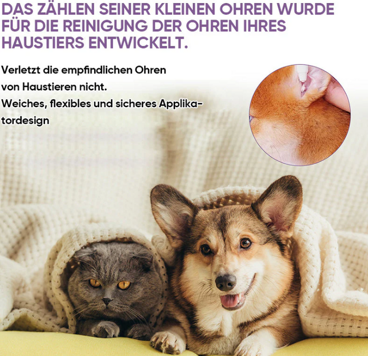 Veterinarian gently applying Pet Ear Cleaner to a dog's ear, promoting pet health