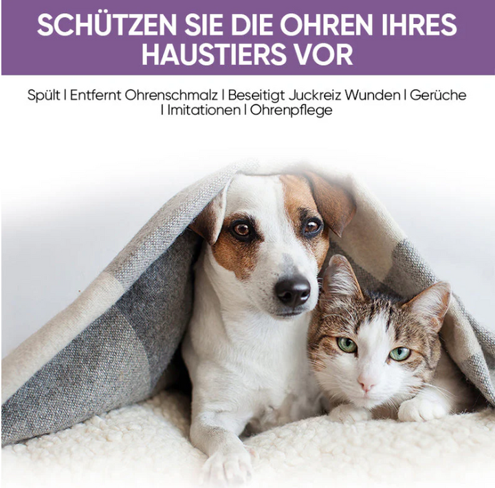 Happy cat receiving Pet Ear Cleaner application, emphasizing cat grooming and ear hygiene