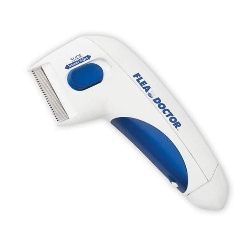 Close-up of a pet electric flea comb, a pain-free grooming tool for effective flea removal and pet care.