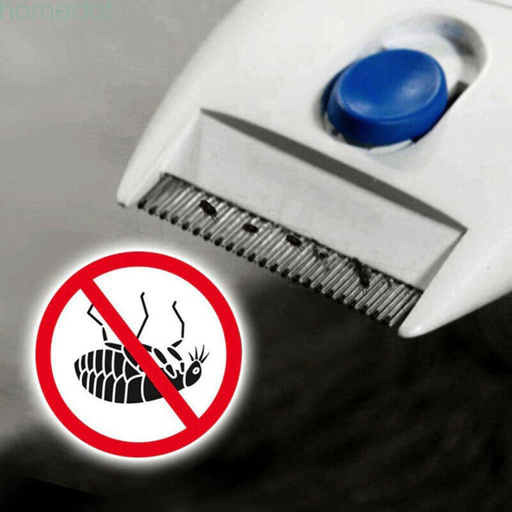 Ergonomic pet electric flea remover comb, ideal for grooming and chemical-free flea control for pets.