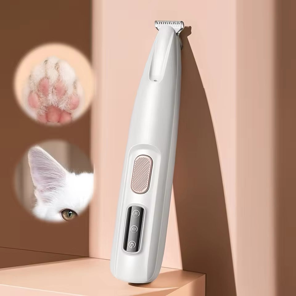 Pet Electric Paw & Fur Trimmer with LED Light for dog & cat grooming, precise and safe