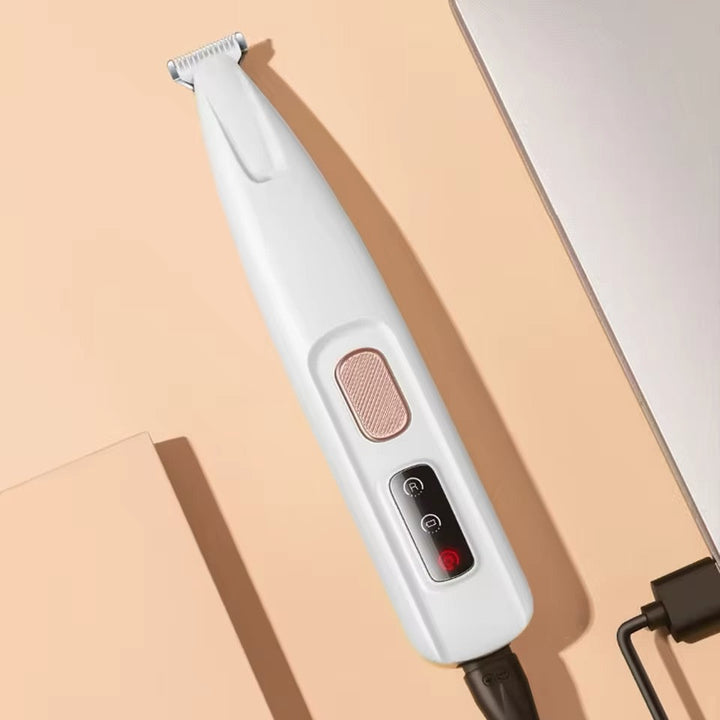 Waterproof USB-charged pet paw trimmer with bright LED, ideal for detailed dog & cat fur care