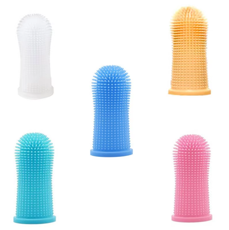 Pet finger toothbrush, a vital pet supply for maintaining oral health and fresh breath in dogs and cats.