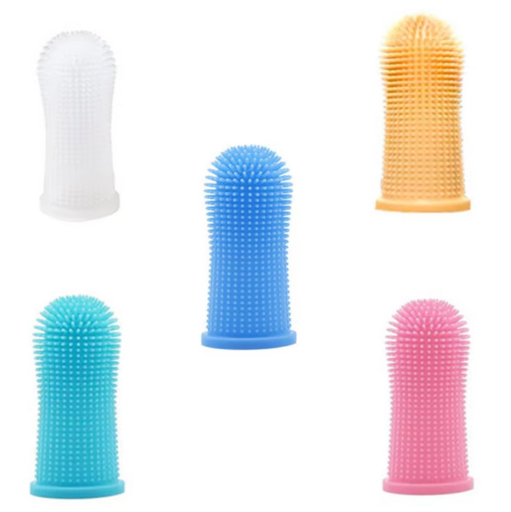 Pet finger toothbrush, a vital pet supply for maintaining oral health and fresh breath in dogs and cats.