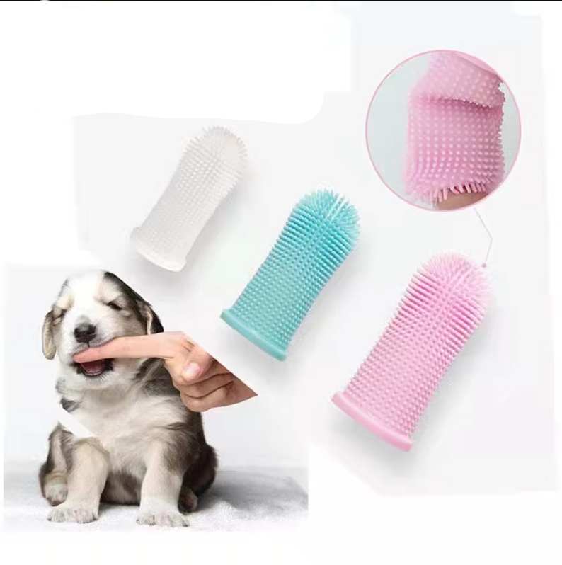Reusable pet finger toothbrush, an essential dog and cat dental cleaner for daily grooming and pet health.