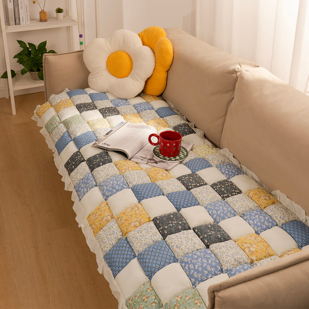 Pet-friendly non-slip multi-color cotton sofa protector providing robust furniture protection