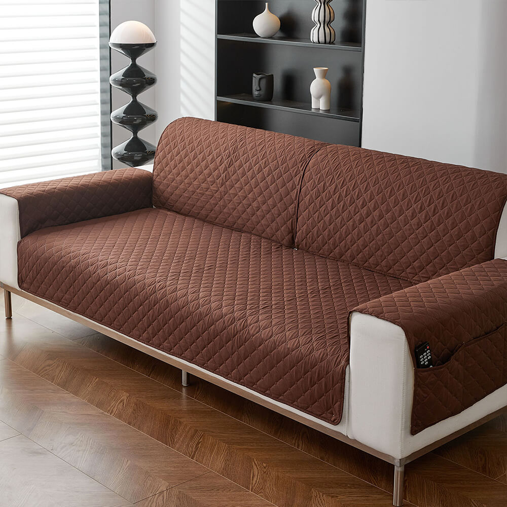 Detail of the non-slip backing on a pet-friendly sofa cover for secure furniture protection.