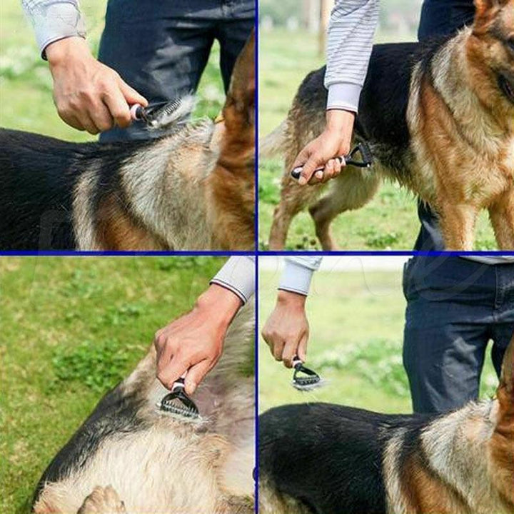Stainless steel pet detangling comb, perfect for all pet breeds, enhances pet care routine.