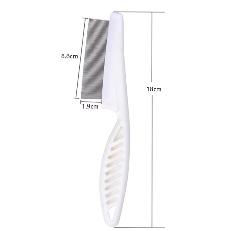 Close-up of a pet flea comb's fine teeth, perfect for thorough animal grooming and pest control