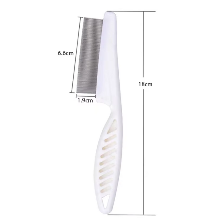 Close-up of a pet flea comb's fine teeth, perfect for thorough animal grooming and pest control