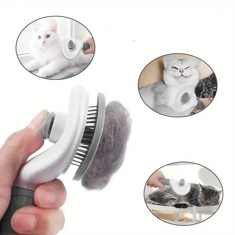 Ergonomic pet slicker brush for dog and cat grooming, effective shedding tool for long & short hair