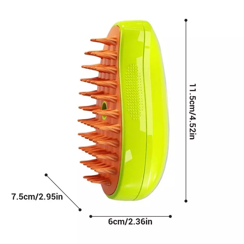 Pet steam brush, a cat brush and dog brush in one, with ergonomic design for pet grooming