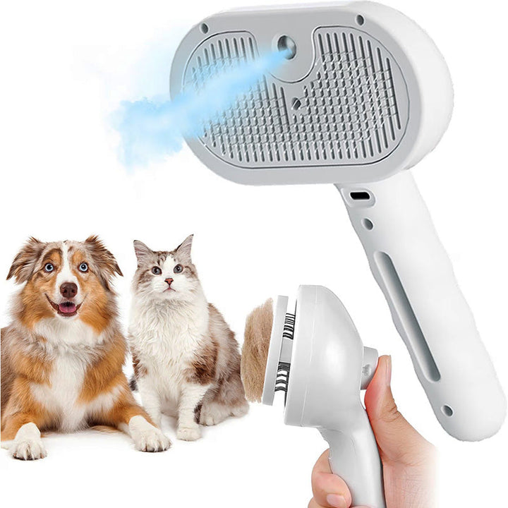 Pet grooming steam brush for dogs & cats, deshedding tool for pet hair removal
