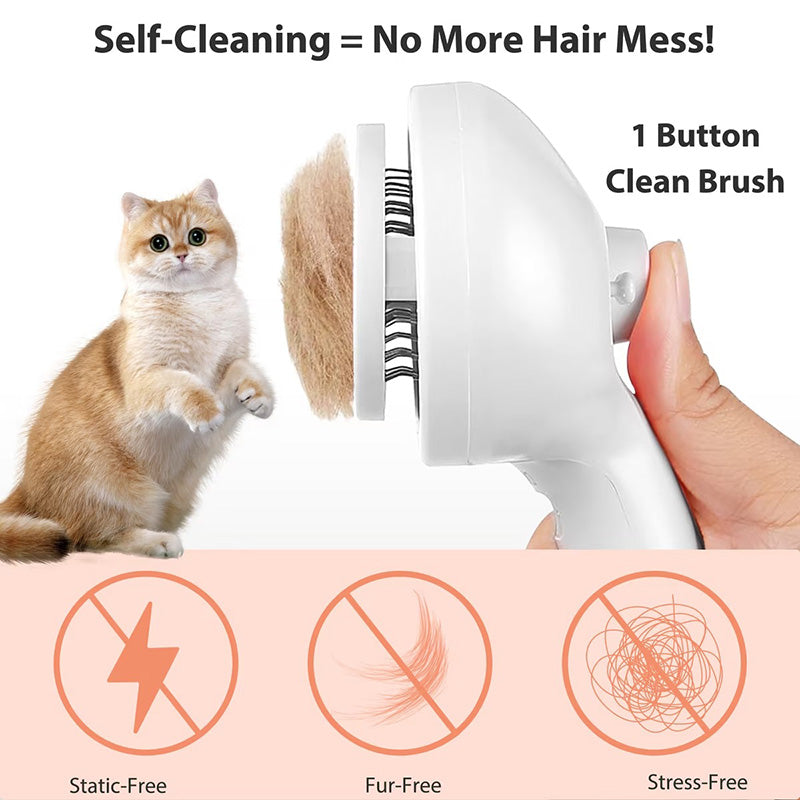 Steam brush effective for deshedding and hair removal on a short-haired dog