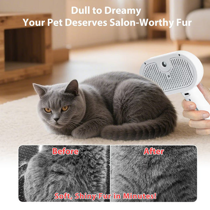 Ergonomic pet grooming steam brush, easy-to-use deshedding tool for pet owners