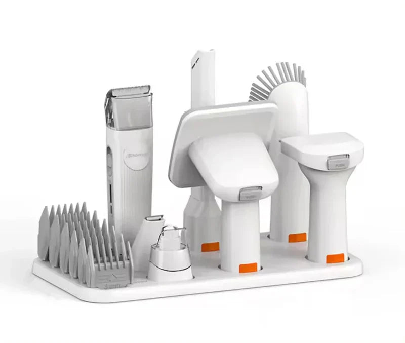 Pet care vacuum hair clipper, an essential tool for animal grooming, includes multiple attachments for dogs and cats.