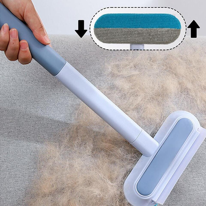 Close-up of pet hair remover tool, showing bristles designed for efficient cat and dog hair pickup