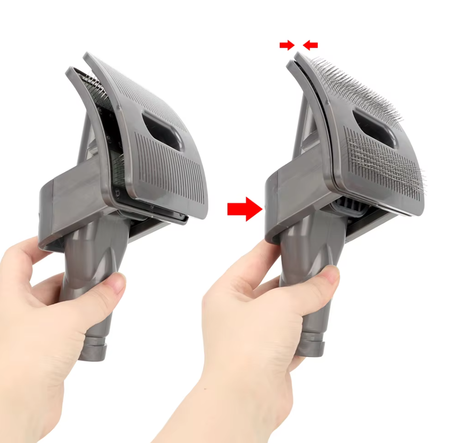 Detailed view of the bristles on a pet hair vacuum attachment, perfect for dog and cat grooming.