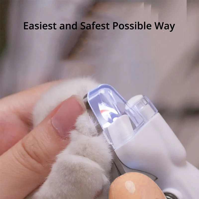 Pet nail clippers for dogs & cats with built-in LED light for visibility & safe home grooming.