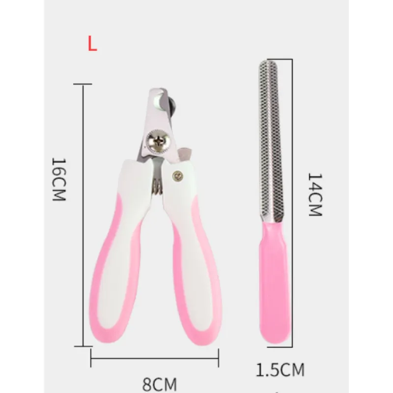 Side view of pet nail clippers showing the ergonomic design and integrated nail file.