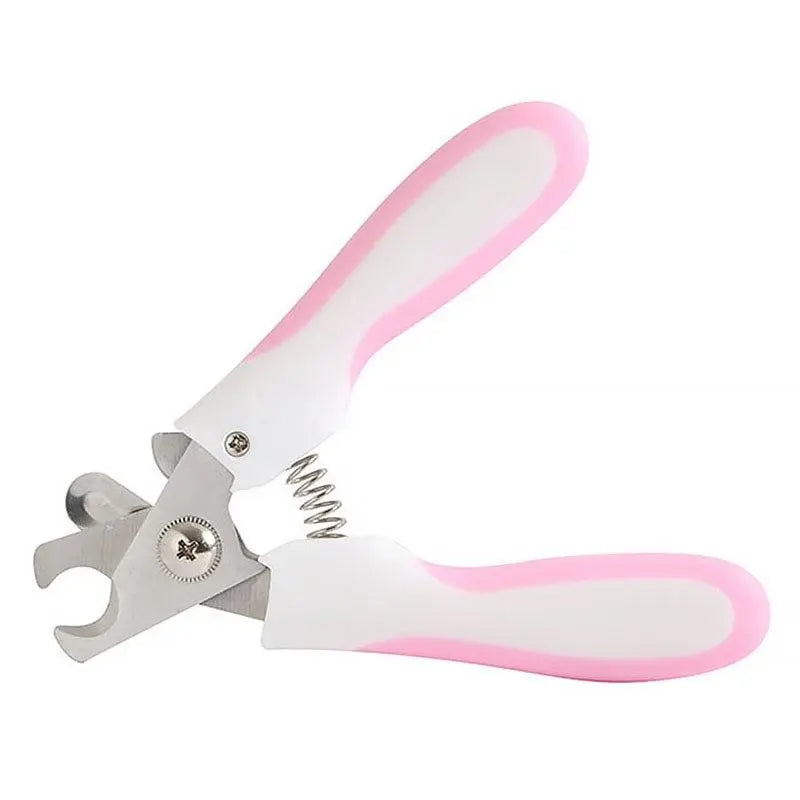 Professional pet nail clippers for precise cutting, includes a safety stop and nail file.