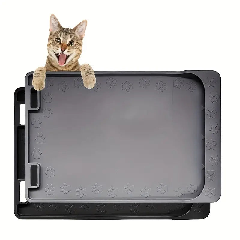Close-up of a non-slip pet mat, showing spill-proof texture and easy-clean material.