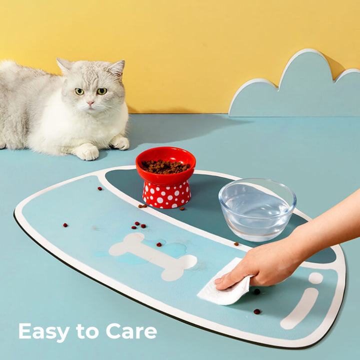 Absorbent Pet Feeding Mat, quick-dry, protecting floor from spills, gray, cat dinnerware
