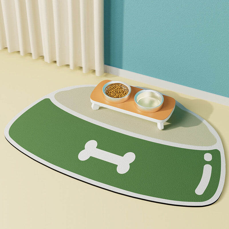 Gray pet feeding mat, quick-dry and absorbent, perfect for dog & cat food stations