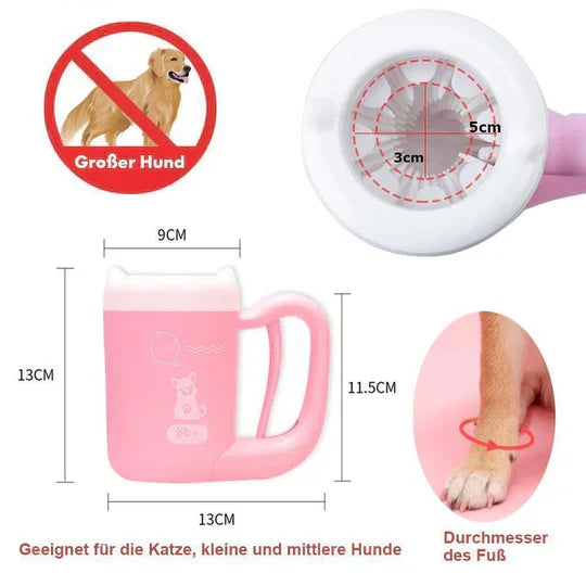Pet Paw Washer Cup on a white background, highlighting its compact design for pet care and hygiene