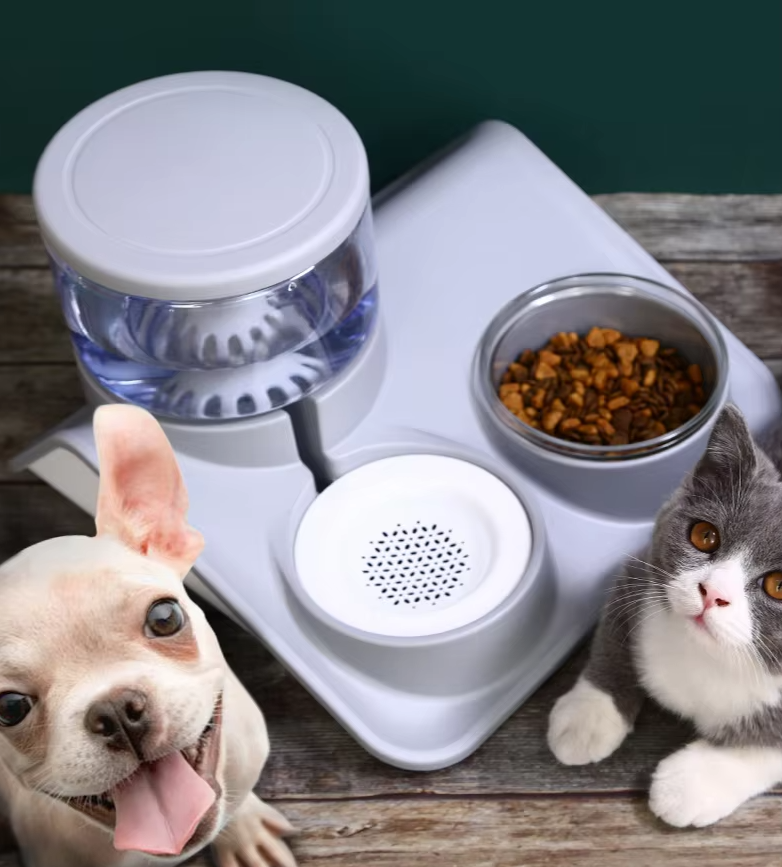 Pet Wall-Mounted Food & Water Dispenser, space-saving design for cats and dogs, modern pet supplies
