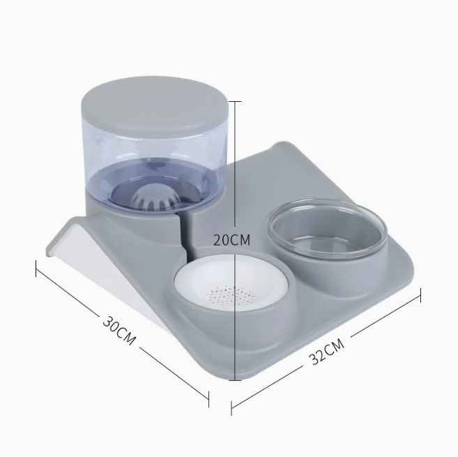 Hygienic wall-mounted pet feeder with separate food and water bowls for small spaces