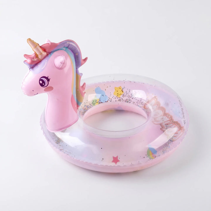 Sparkella kids' inflatable unicorn pool float, perfect for outdoor summer fun and water activities.