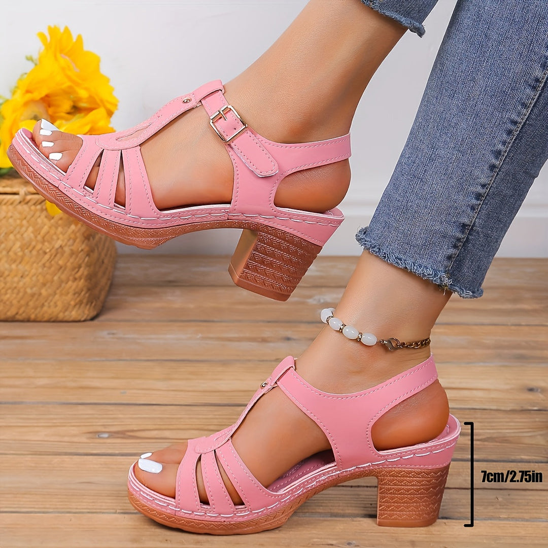 Light Gray Cushioned Block Heel Sandals for women, a comfortable and elegant summer footwear choice.