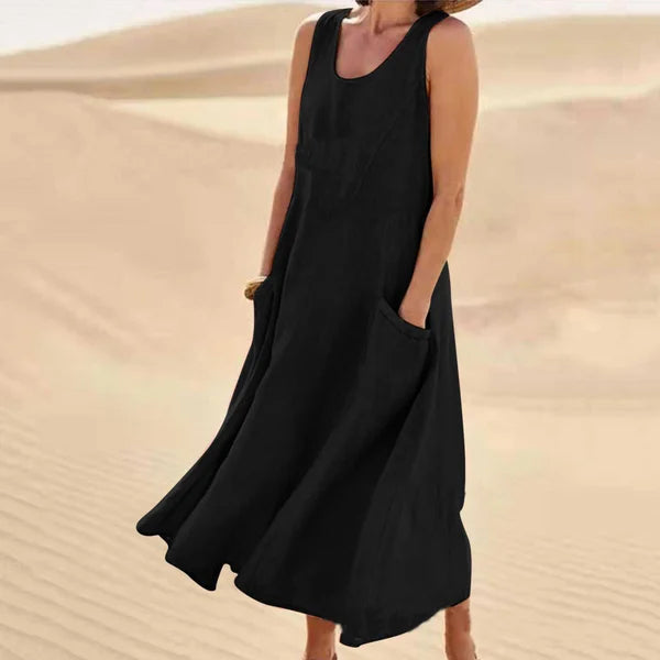 Blue versatile women's day dress, classic style for comfortable everyday wear.