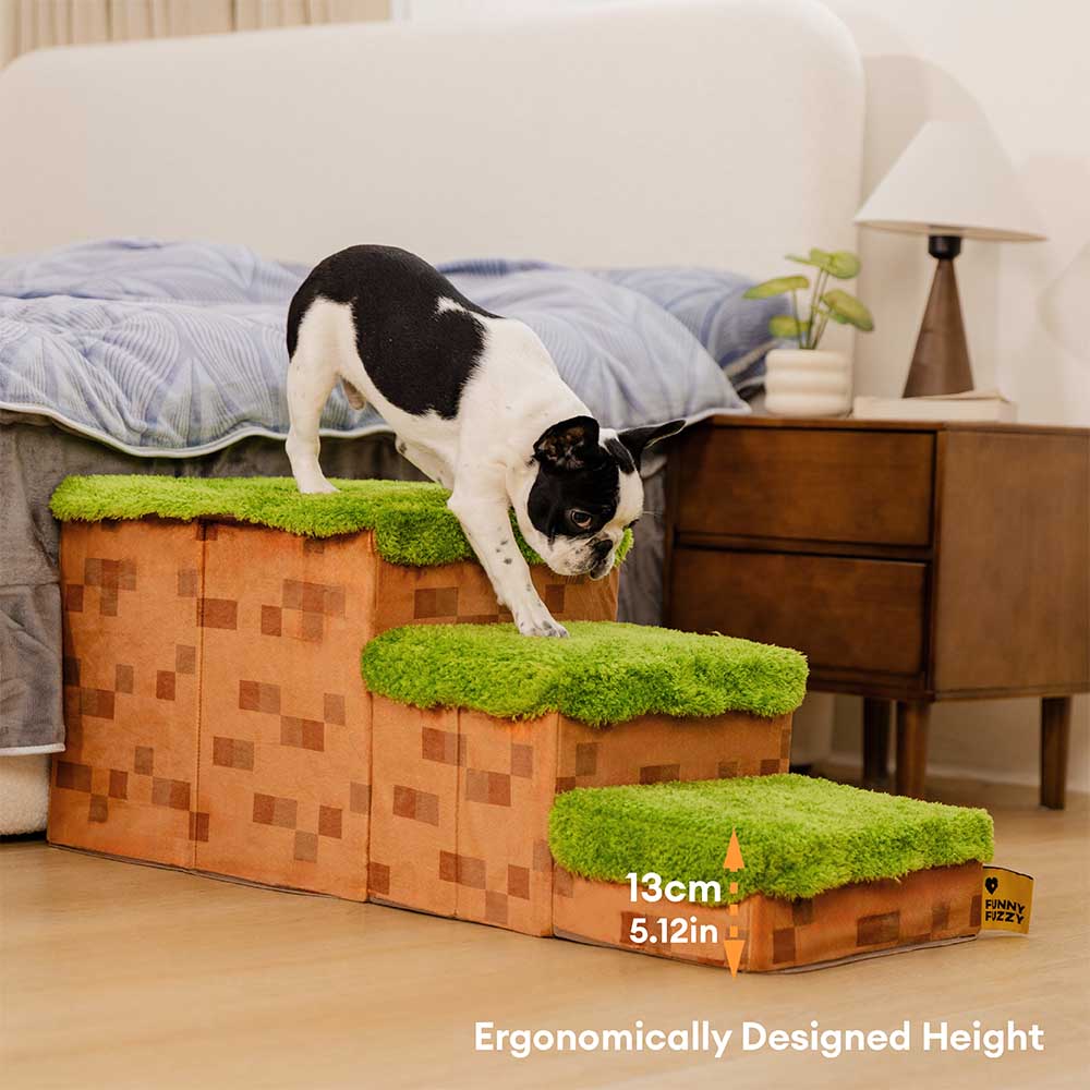 Dog steps with storage, Pixel design, modern pet furniture, perfect for small dog breeds