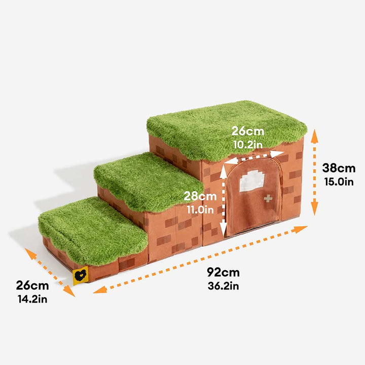 Pixel Dog Steps with Condo & Storage, pet furniture designed for small pets, promotes joint health