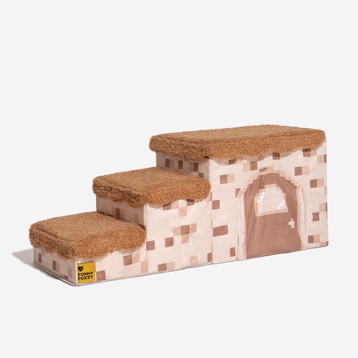 Modern Pixel Pet Stairs, a multi-functional pet furniture piece for small dogs and cats, 3 steps